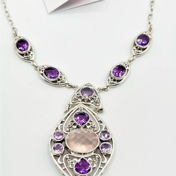 🌟NICKY BUTLER 925 Sterling Silver Rose Quartz Celtic Knot Necklace Brand… - Picture 8 of 12